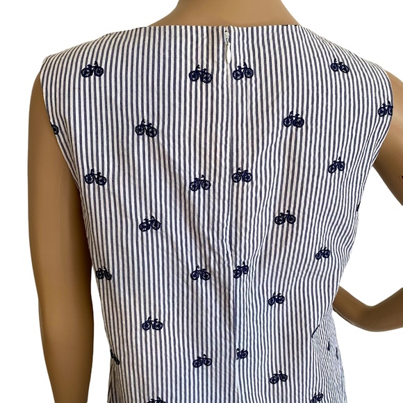 CYNTHIA ROWLEY  | BICYCLE & STRIPES SLEEVELESS SHIFT DRESS  SZ 8 - Picture 9 of 16
